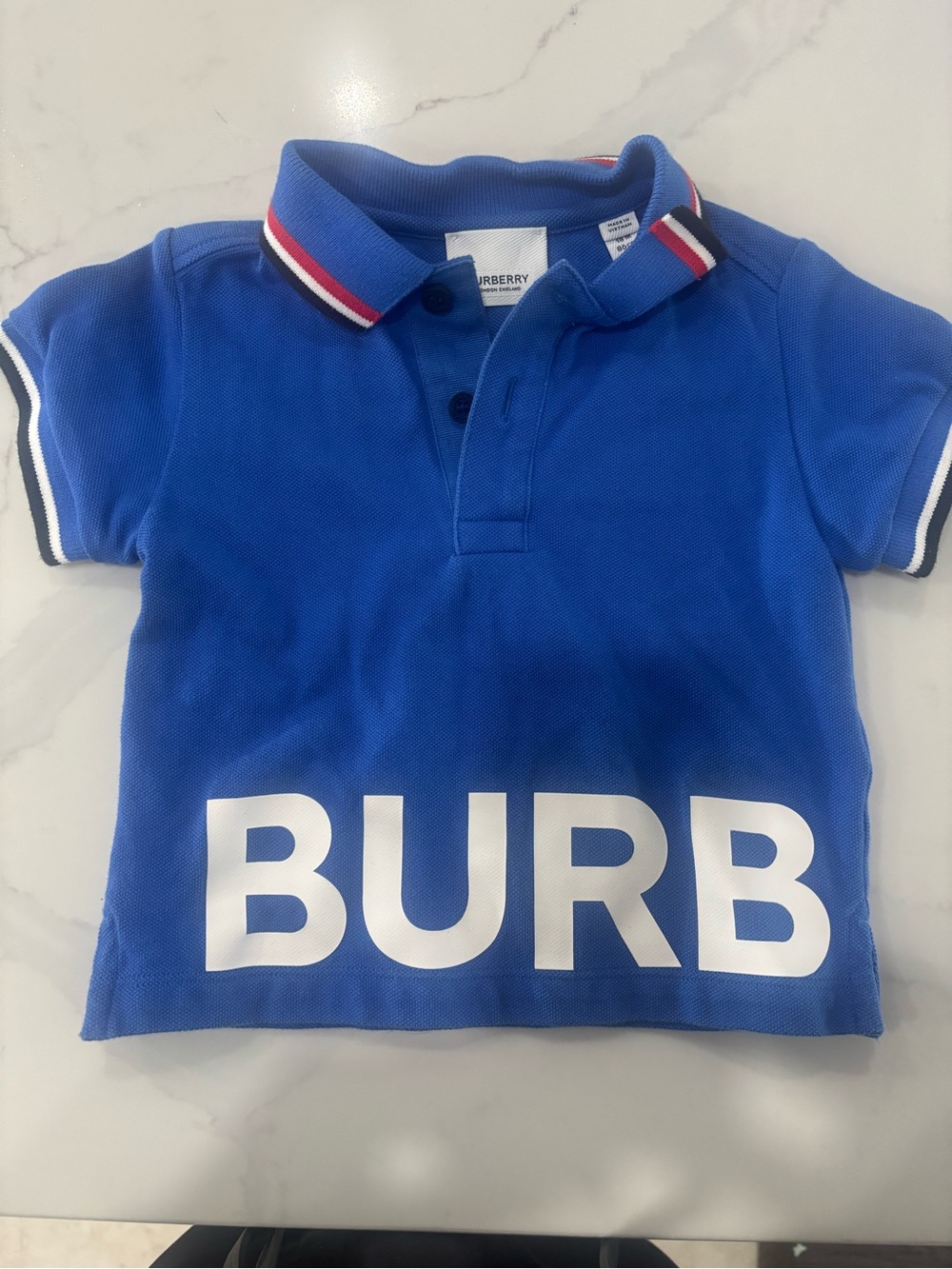 Burberry Royal Blue Kids Polo with White Lettering